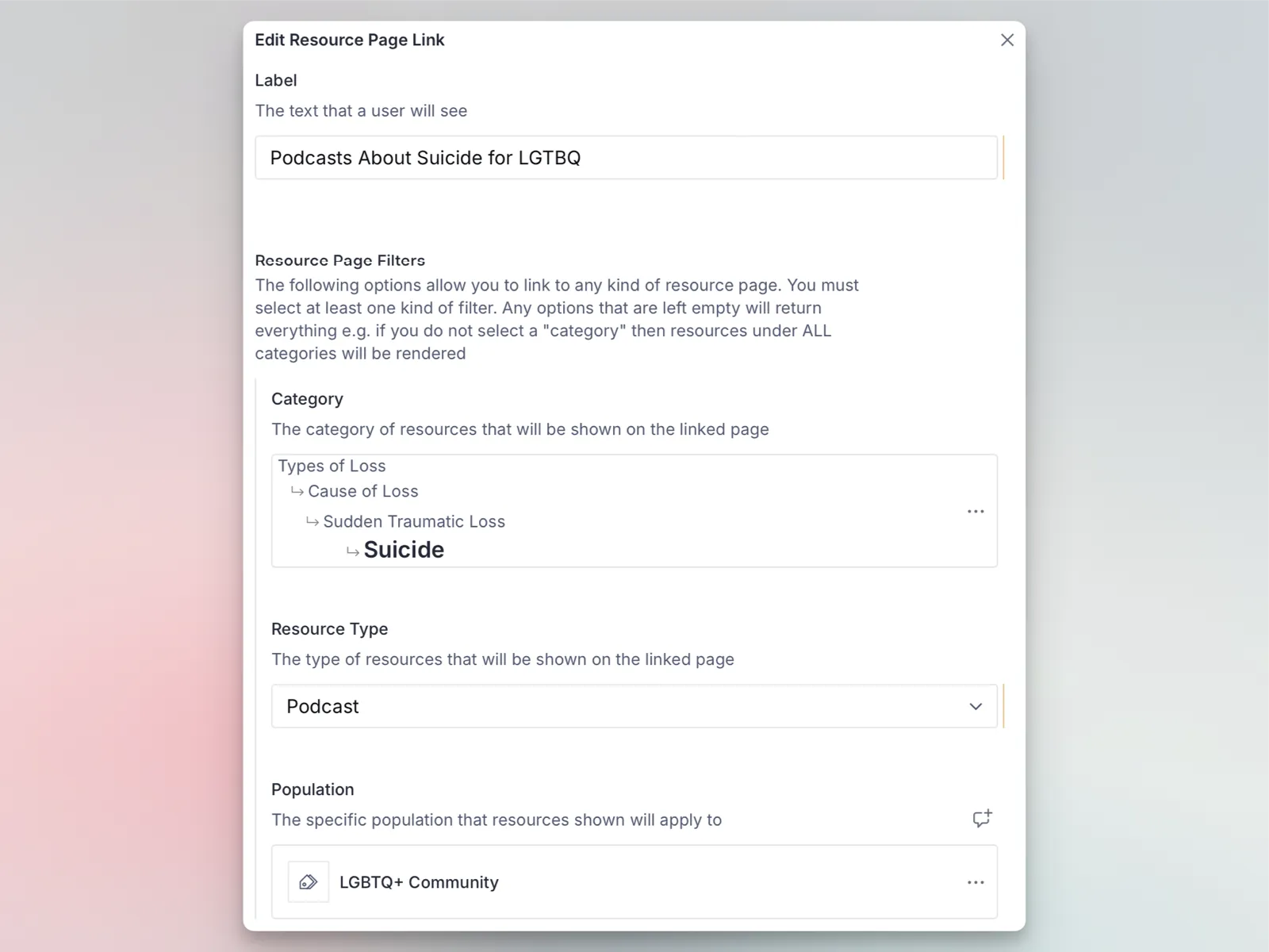 Example of a Resource Page Link