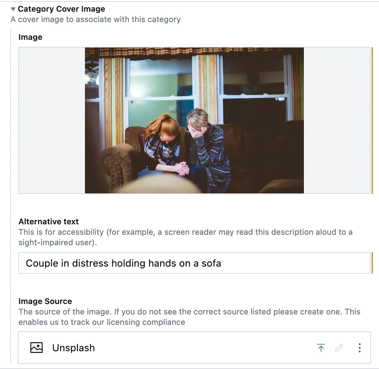 Image field showing all sub-fields completed